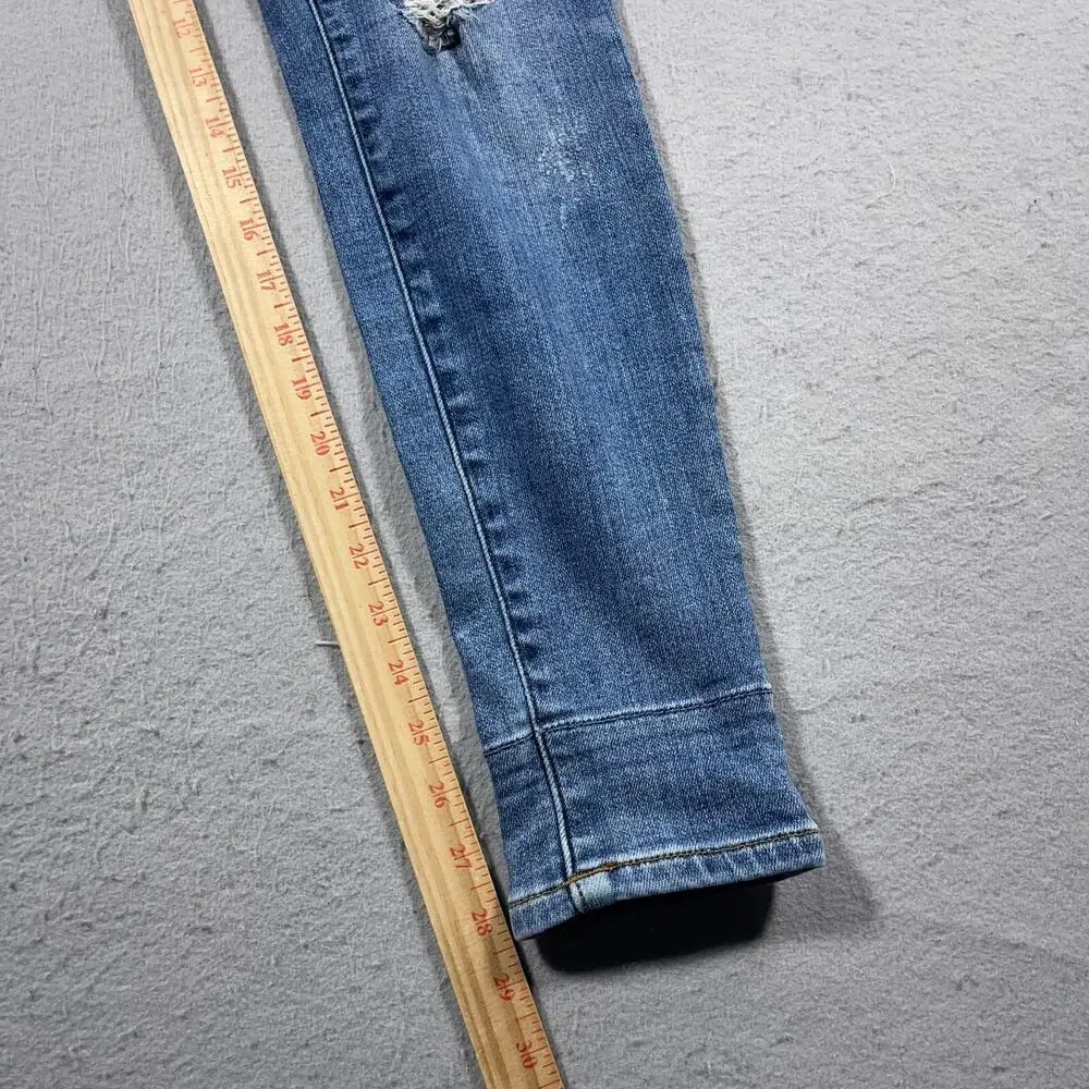 Judy‎ Blue Jeans Womens 7/28  Skinny Fit Distressed Plaid Patch Medium Wash